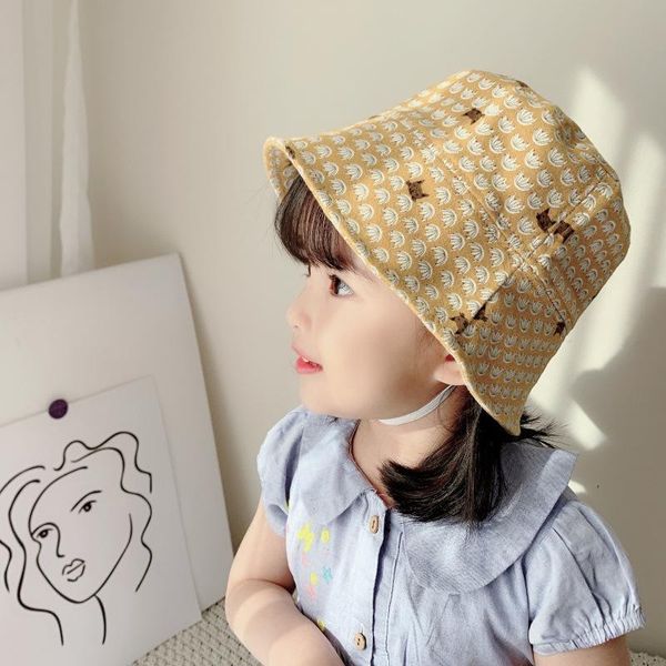 

caps & hats 2021 children spring cartoon bucket hat fisherman, Yellow