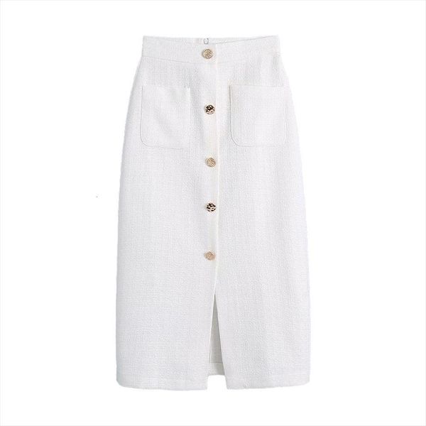 

half length summer style white womens skirt fashion wild single breasted high waist texture bag hip za, Black