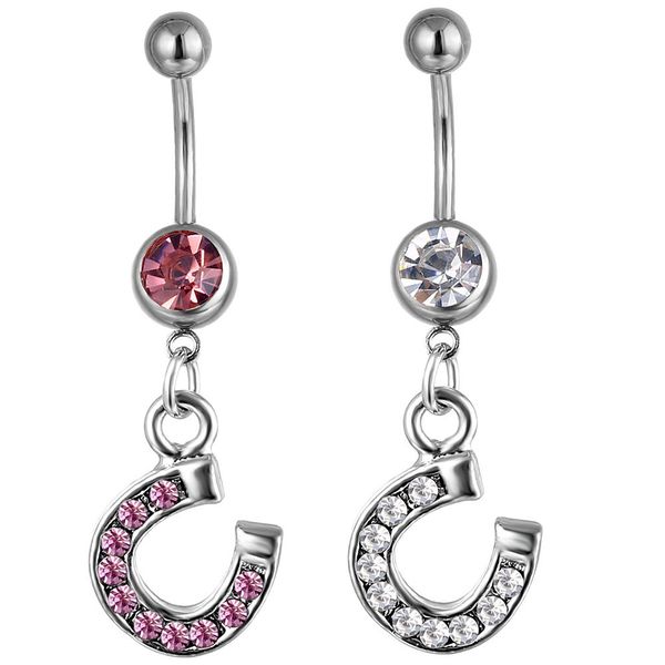 

d0417 horseshoe belly navel button ring mix colors, Silver