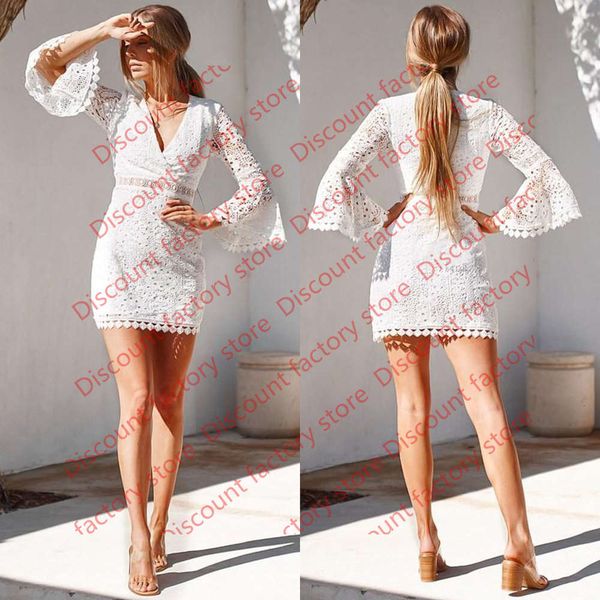 

women spring autumn dresses 2020 new fashion lace flare/bell sleeve bodycon dress lady v-neck casual party evening dress wine red/white, Black;gray