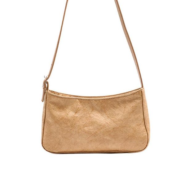 

shoulder bags brown kraft paper underarm eco friendly waterproof adjust leather strap tote handbag vintage clutch purses