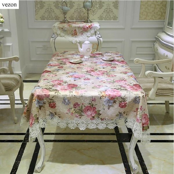 

vezon new delicate cotton jacquard flower lace tablecloth europe pastoral style table cloth towel cover overlay