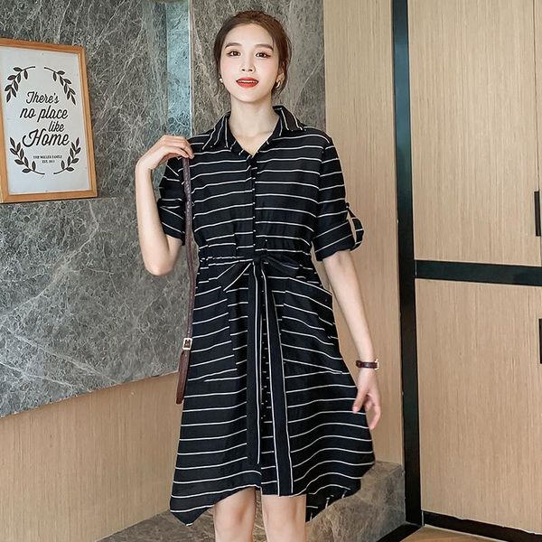 

maternity dresses 2021 pregnant women breastfeeding dress summer striped short sleeved lactation irregular fashion nursing, White