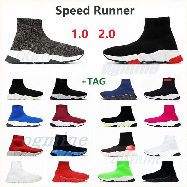 

mens sock casual shoes platform womens sneakers speed trainer 1 2.0 triple black white classic 2017 with lace jogging walking outdoo