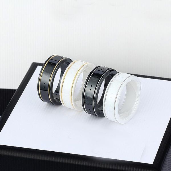 

dhl ceramic band rings black white for women men jewelry gold silver ring 4 colors