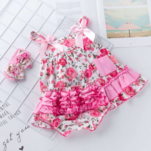 

baby spring floral and suspender summer princess new skirt pp pants suit children's girl's dress