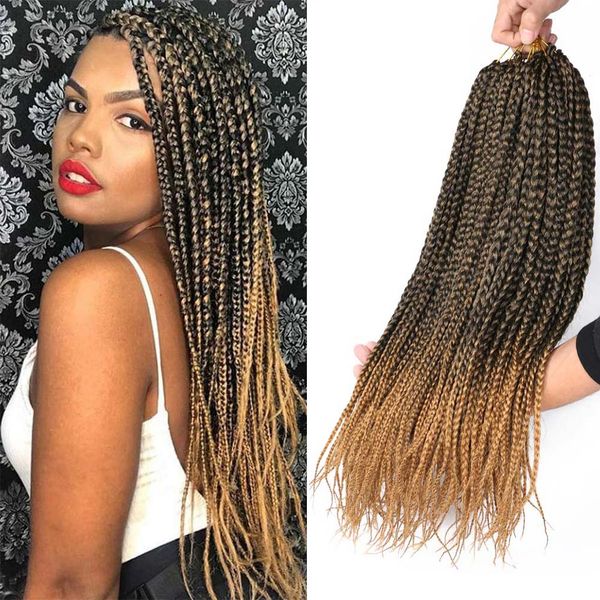 

shanghair crochet hair box braids 18 inch synthetic braiding hair extension 22strands/pack braids crochet zip hair black brown burgundy