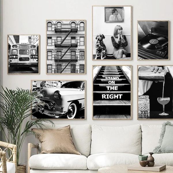 

paintings vintage wall art canvas painting classic car bus woman record dog nordic posters and prints pictures for living room decor