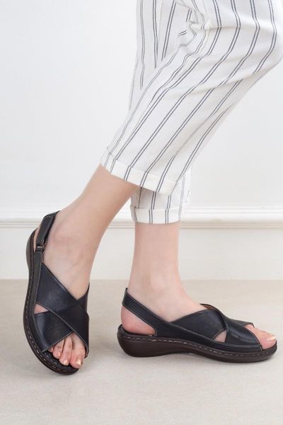 

sandals genuine leather women 's casual black 20y 240228