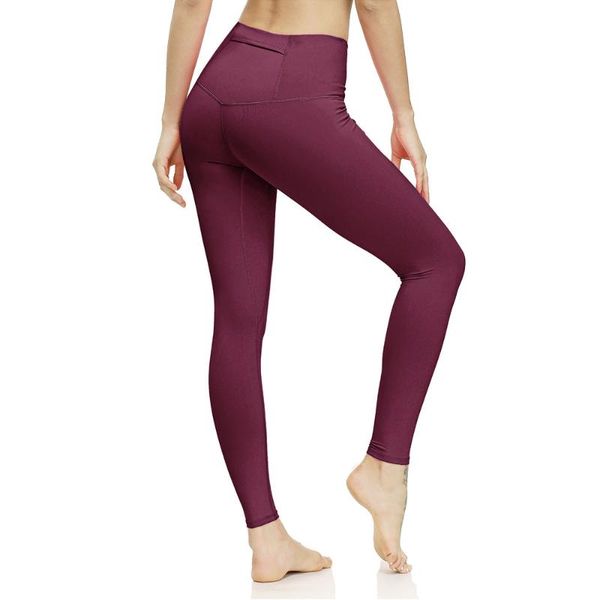 

yoga outfits leggins sport women fitness tights gym leggings high waist back pocket nylon solid sportswear jogging femme plus size pants, White;red