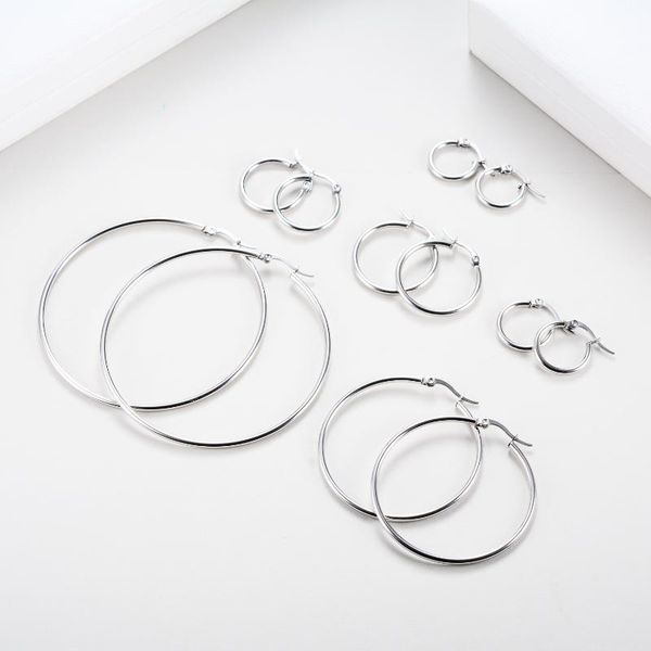 

hoop & huggie 2021 fashion all-match women's alloy simple 10-60mm big circle earrings temperament look thin ear rings female gifts, Golden;silver