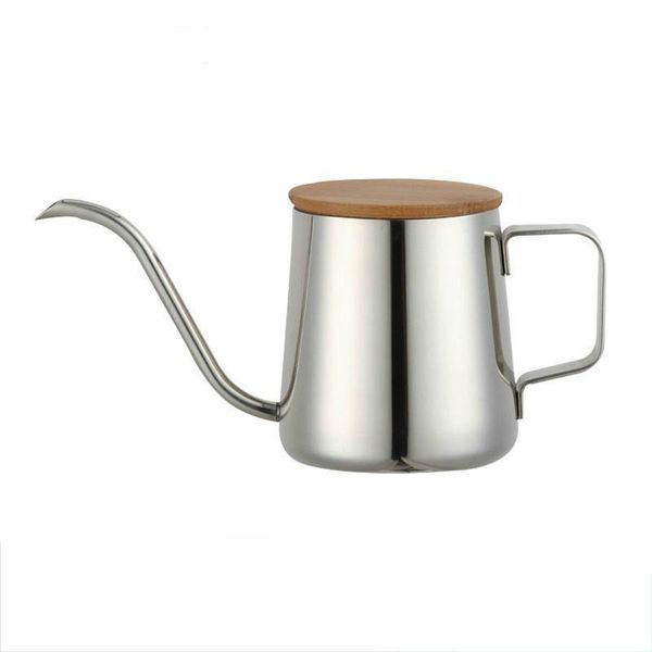 

coffee pots 350ml wooden cover pot 304 stainless steel hand-made thin mouth