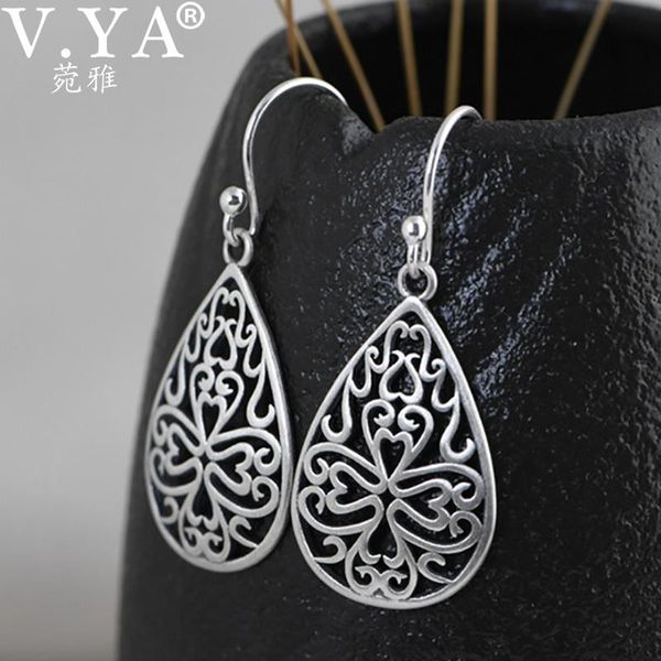 

v.ya 925 sterling silver dangle earrings women hollow earring drop silver vintage jewelry hook earing ethnic