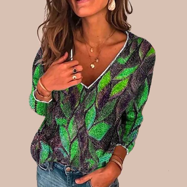 

2021 spring print blouse women fashion v neck sleeve plus size ladies shirts female blouses jzoo, White