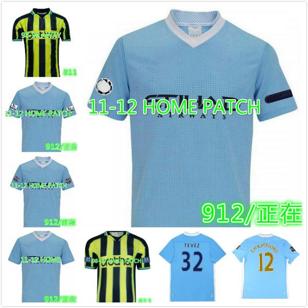 

city 1998 1999 paul dickov goater wiekens retro soccer jersey 2011 2012 tevez kun aguero silva classic vintage football shirt, Black;yellow