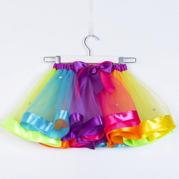

skirts fashion girls kids tutu tulle party dance ballet skirt toddler rainbow baby costume rok meisjes @30
