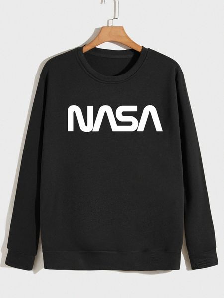 

men letter graphic thermal pullover s1ra#, Black