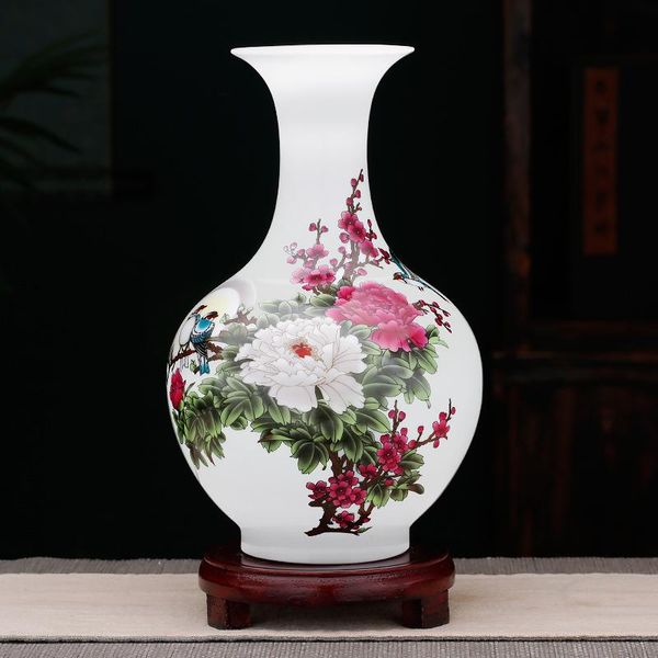 

ancient ornament jingdezhen ceramic vase moon flower bird vase modern new chinese living room wine cabinet decoration