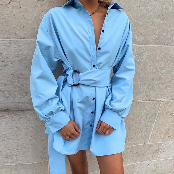 

casual dresses 2021 special offer time-limited summer cotton maxi dress vadim woman straight long shirt collar ring belt waist women, Black;gray