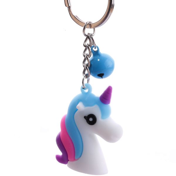 

pvc soft rubber cartoon unicorn key chain pony bell mobile pendant