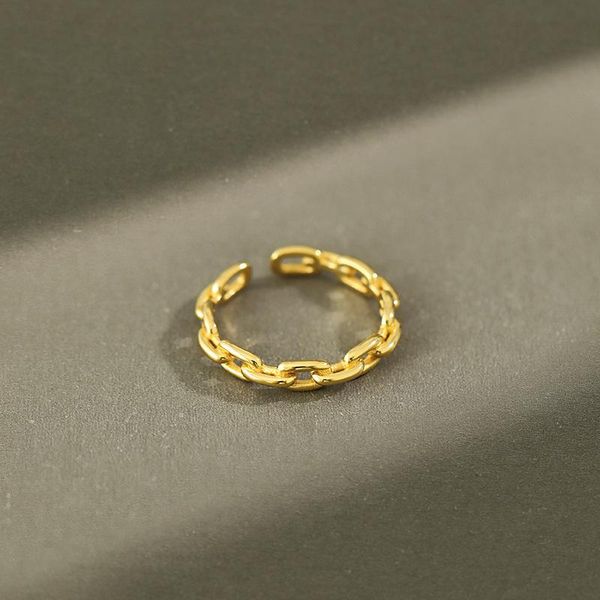 

cluster rings korean s925 sterling silver women ins simple versatile chain smooth opening female ring personalized jewellery bijoux, Golden;silver