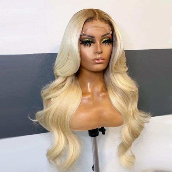 

synthetic wigs lace part for women ombre 613 color long wave hair wig heat resistant fiber classic plus cosplay, Black
