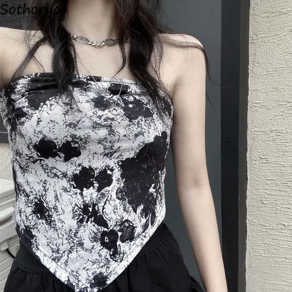 

women's tanks & camis women camisoles fashion simple retro slim tie-dye hip-hop all-match ulzzang streetwear elegant leisure chic ins d, White