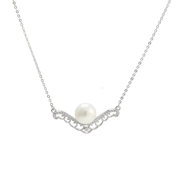 

necklace xd335 fashion pendant collar bone chain women's freshwater pearl set silver jewelry