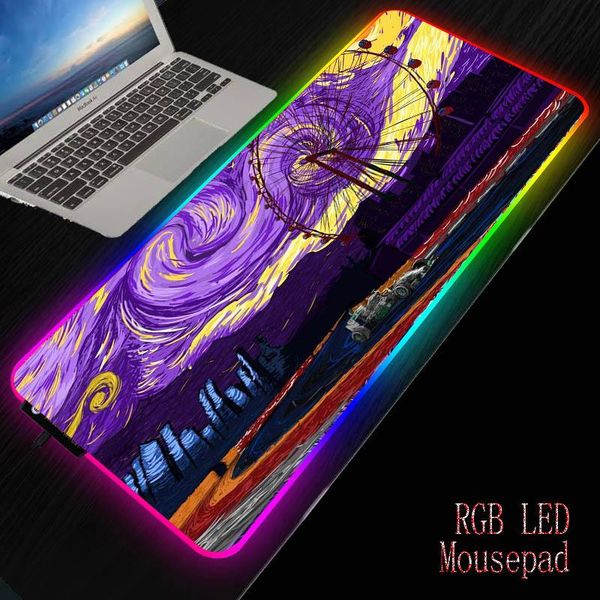 

mouse pads & wrist rests xgz seaside scenery led rgb gaming pad large gamer mousepad usb backlit rainbow rubber computer mat keyboard desk x