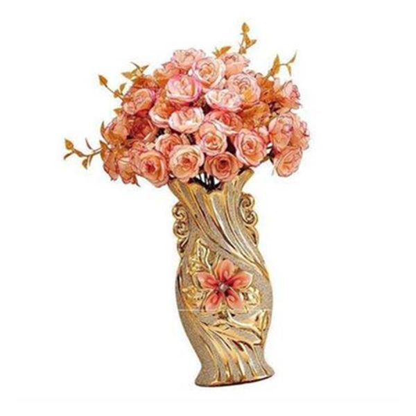 

vases europe gold plated frost porcelain vase vintage advanced ceramic flower study hallway home wedding decoration x3238