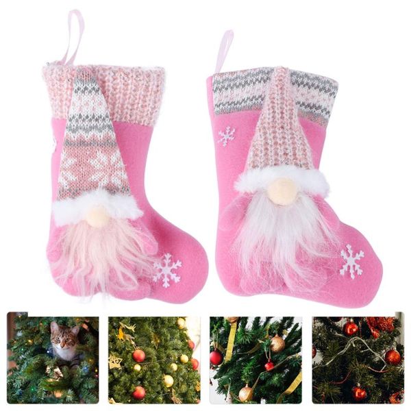 

christmas decorations 2pcs stocking shaped decor faceless doll pendant scene layout