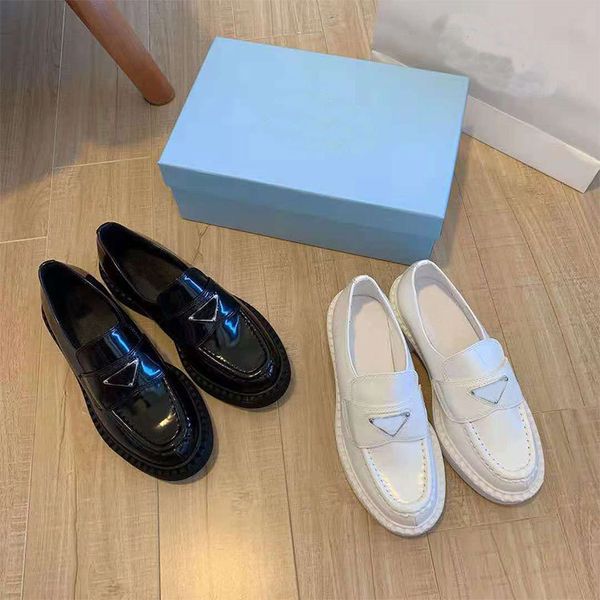 

p family heel muffin thick bottom triangle label lefu women's 2021 new net red casual british style shoes, Black