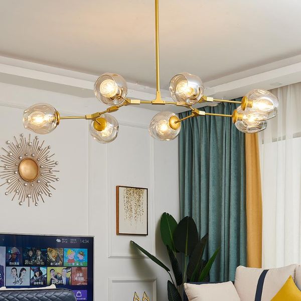 

nordic led chandeliers loft lustre living room indoor modern ceiling lamp villa chandelier lighting glass ball kitchen fixtures