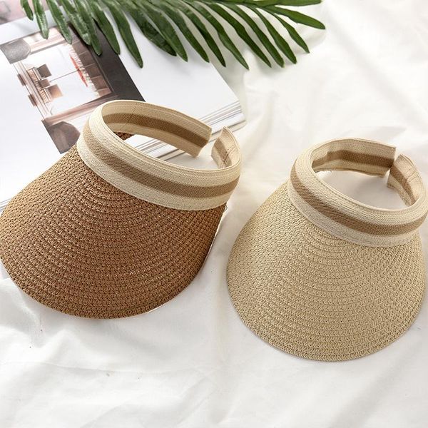 

berets 2021 summer lady empty sun visor hat straw wide brim caps uv protection for men and women, Blue;gray
