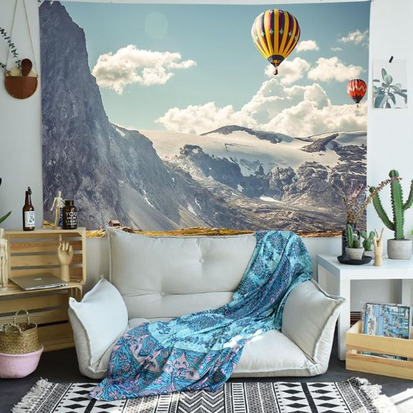 

tapestries simsant air balloon tapestry mountain nature landscape art wall hanging for living room home decor banner