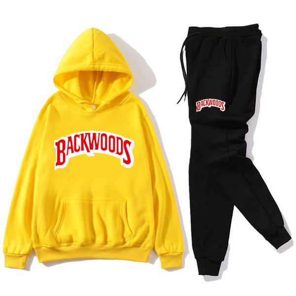 

2021 new men hoodies sweatshirts sets autumn plus fleece fashion sportswear male hoody backwoods printed costume ex3p, Black