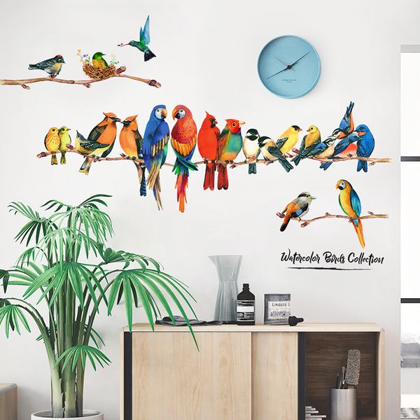 Cor papagaio adesivo de parede decoração auto-adesivo adesivos quarto quinto decoração de parede decoração decoração casa decoração para casa 210308