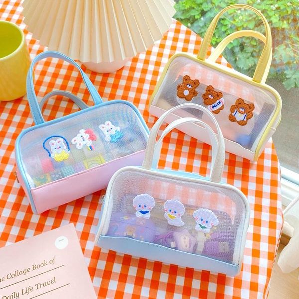 

cosmetic bags & cases women mesh portable travel bag pouch organizer toiletry beauty wash waterproof makeup for