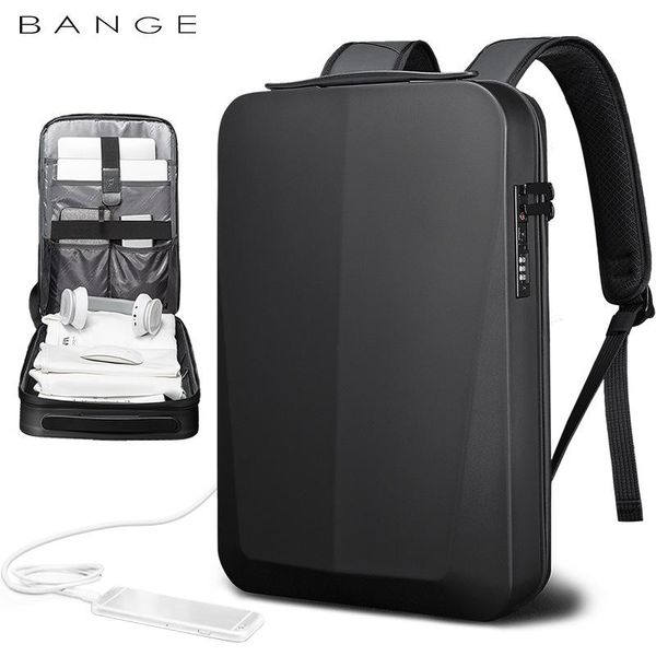 

backpack bange business men's plastic hard shell computer bag waterproof usb luggage