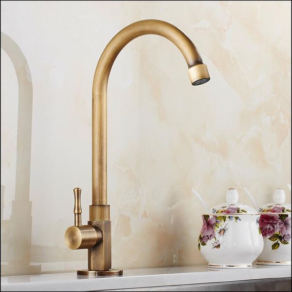 

kitchen faucets fashion single cold basin faucet europe style total brass antique bronze swivel mixer tap,sink tap