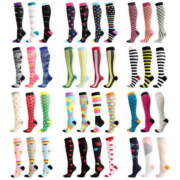 

socks hosiery leisure prsure outdoor sports colorful elastic socks, Black;white