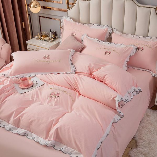 

bedding sets princess style cotton sleeping home set four pieces embroidery decor m35