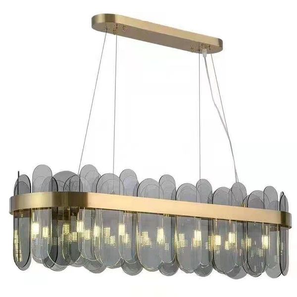 

chandeliers postmodern oval round golden metal glass lighting lustre suspension luminaire lampen dinning room large lamp