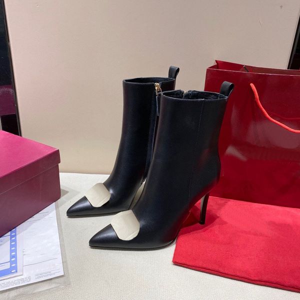 

designer womens shoes new high heel fashion shoes pointed womens boots single boots high heel zipper womens boots, Black
