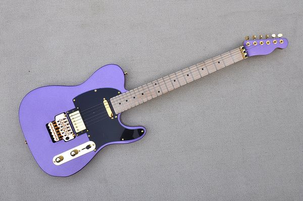 

factory custom metal purple electric guitar with maple fretboard,double rock bridge,gold hardware,can be customized