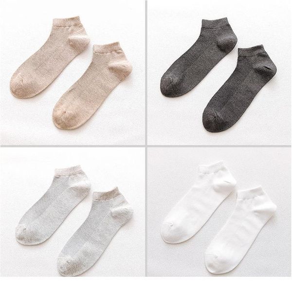 

8pcs = 4 pairs / lot men cotton ankle socks for men's business casual solid color short socks male sock slippe jlliis, Black