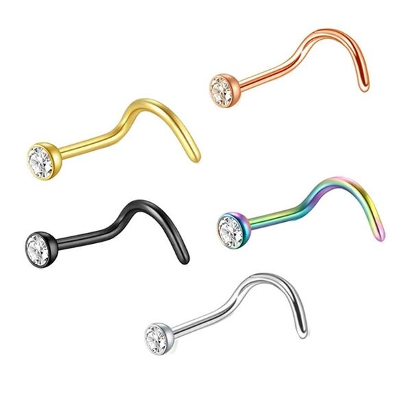 

nose rings hoop l shape studs stainless steel screw bone nostril body piercing jewelry for women men india pin stud, Silver