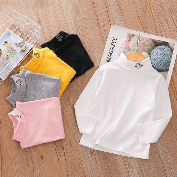

toddler children's clothing boys and girls autumn winter turtleneck bottoming shirt baby long-sleeved t-shirt autumn kids g220223, Blue