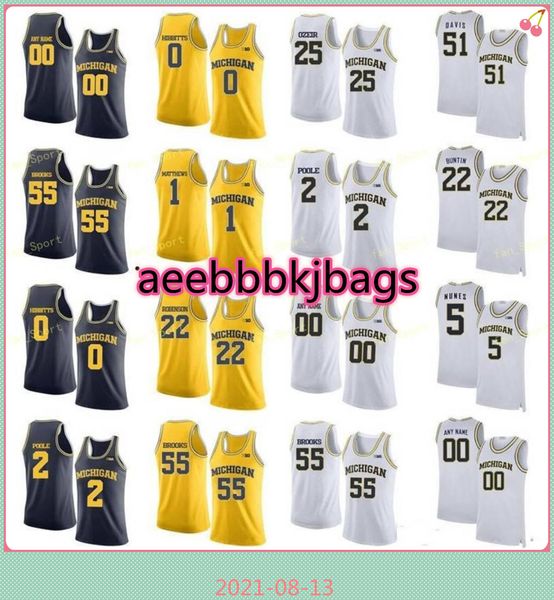 

ncaa college michigan wolverines basketball jersey 2 isaiah livers 21 franz wagner 22 bajema 23 brandon johns custom stitched, Black