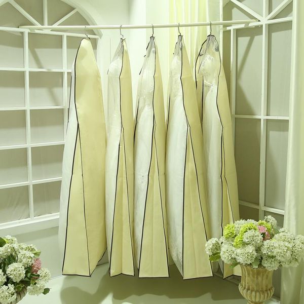 

2 pcs 67" front transparent bridal wedding gown dress garment bag dust cover travel garment storage bag for prom evening gowns